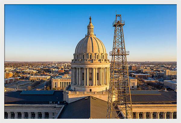 Oklahoma State Capitol And Oil Derrick
