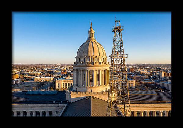 Oklahoma State Capitol And Oil Derrick