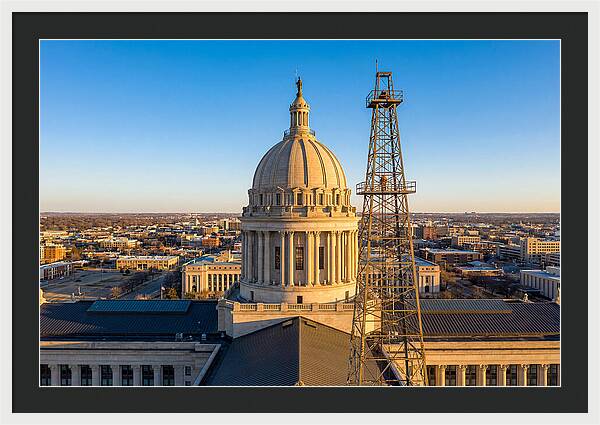 Oklahoma State Capitol And Oil Derrick