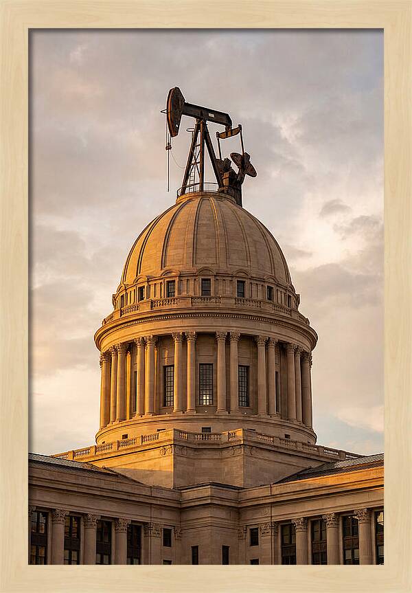 Oklahoma State Capitol With Oil Derrick