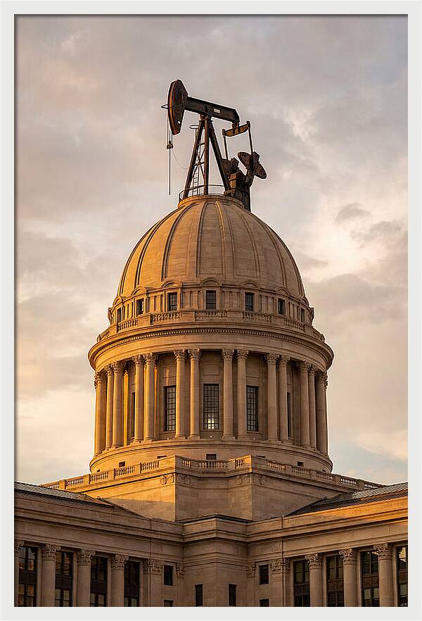 Oklahoma State Capitol With Oil Derrick