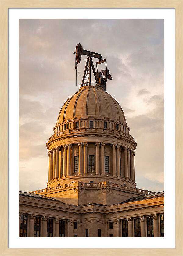 Oklahoma State Capitol With Oil Derrick