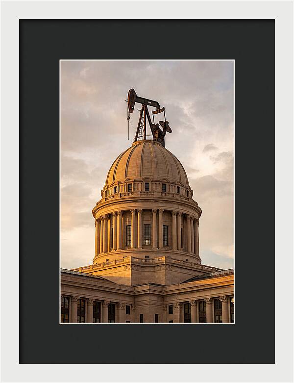 Oklahoma State Capitol With Oil Derrick