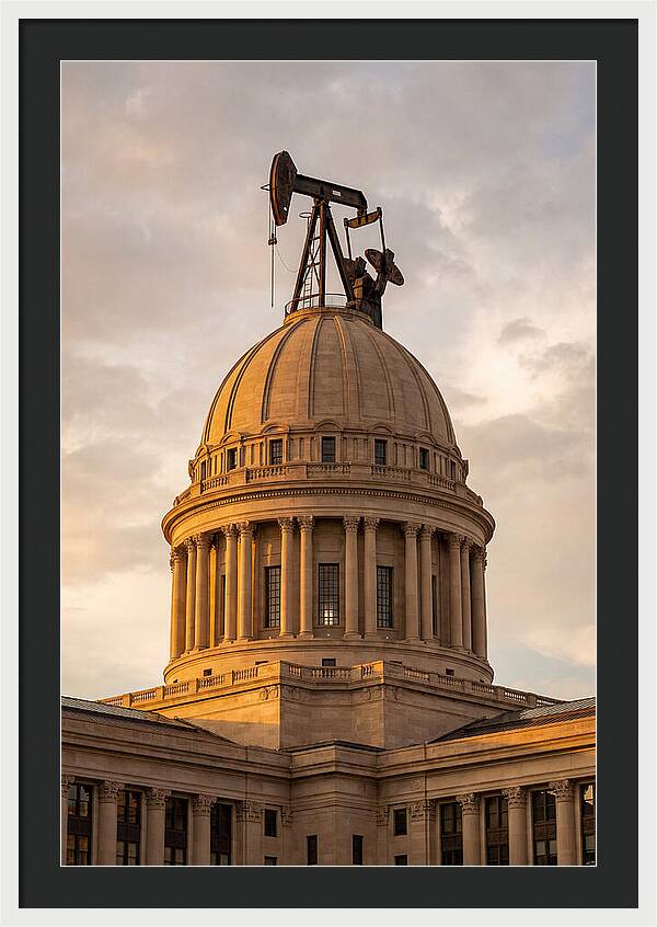 Oklahoma State Capitol With Oil Derrick