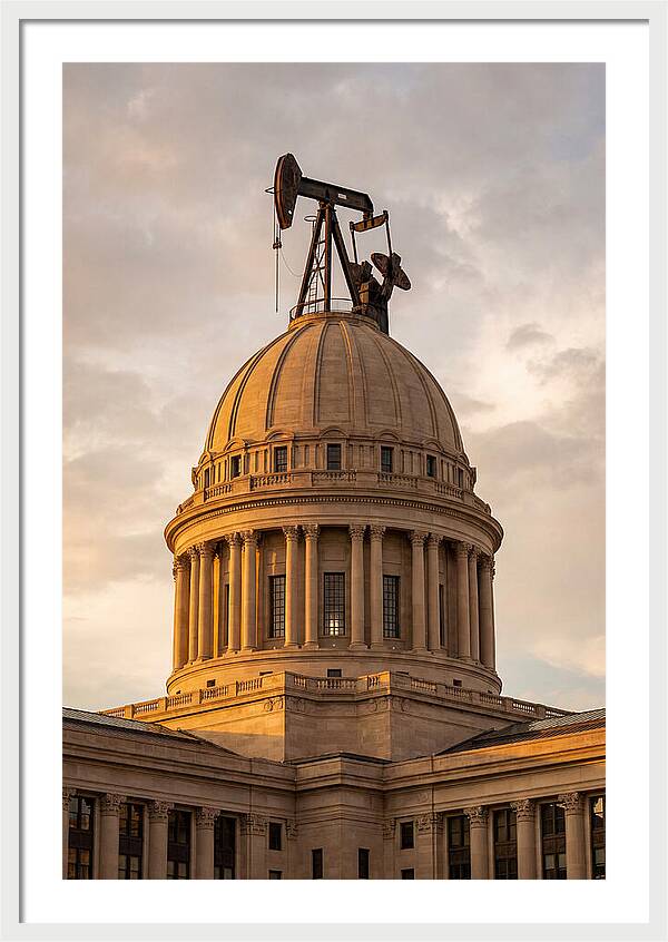 Oklahoma State Capitol With Oil Derrick