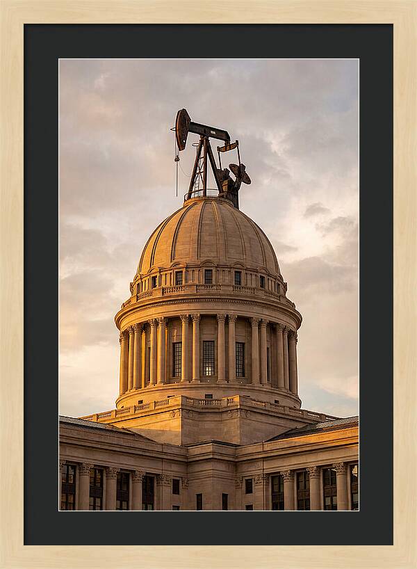 Oklahoma State Capitol With Oil Derrick