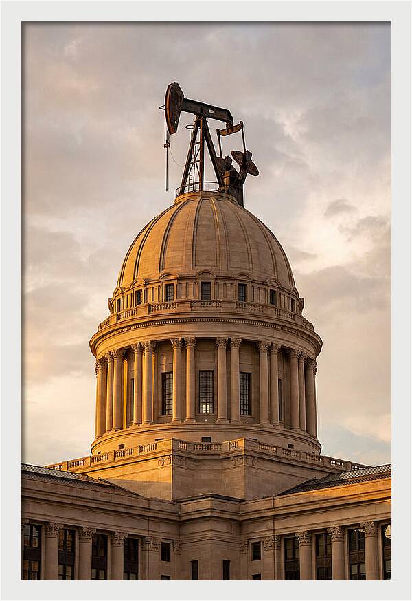 Oklahoma State Capitol With Oil Derrick