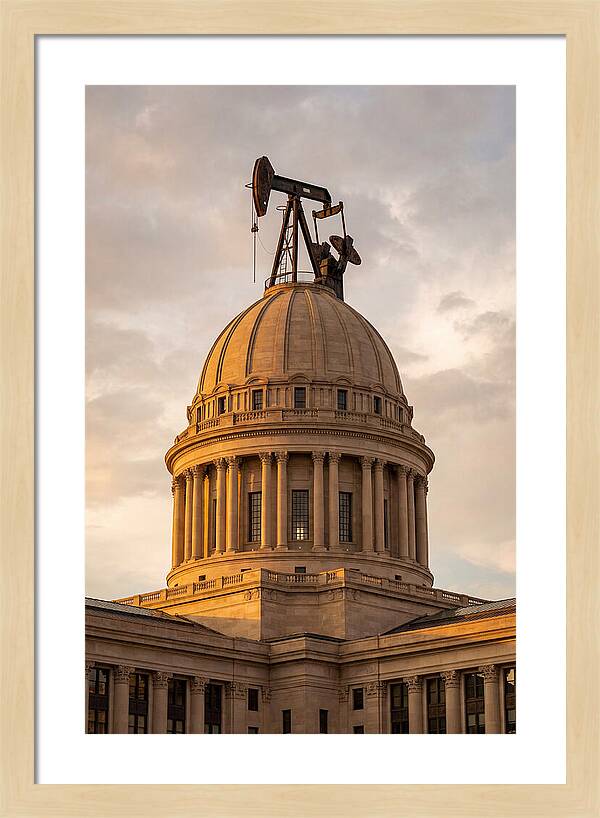 Oklahoma State Capitol With Oil Derrick