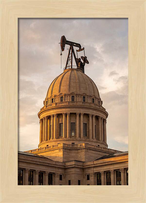 Oklahoma State Capitol With Oil Derrick