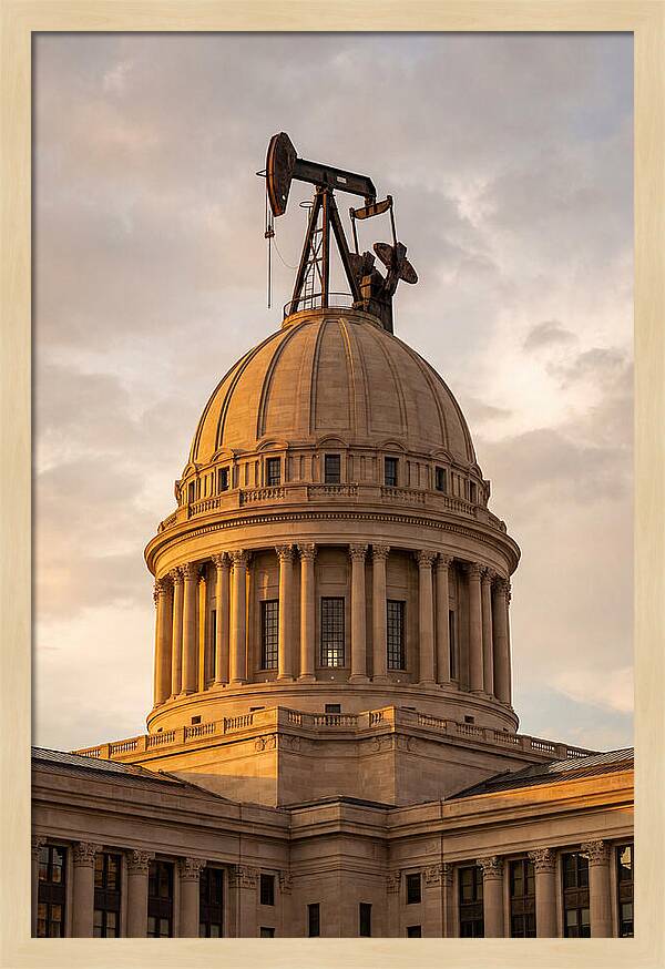 Oklahoma State Capitol With Oil Derrick