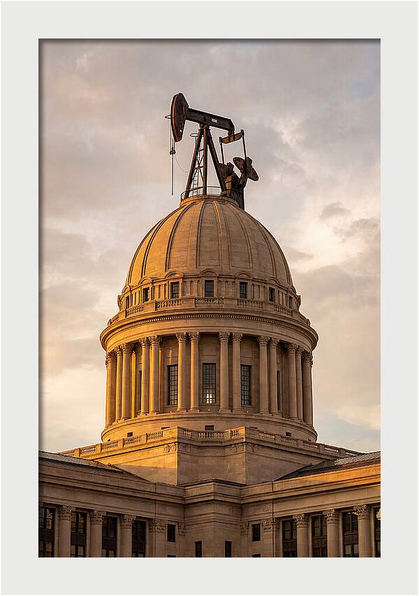 Oklahoma State Capitol With Oil Derrick