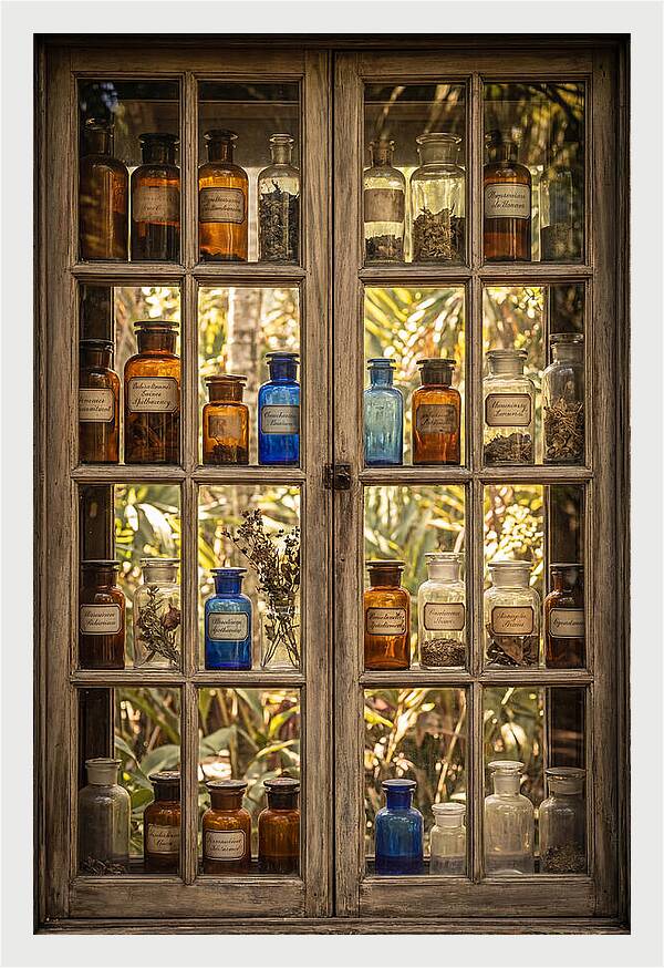 Old Apothecary Jars Display