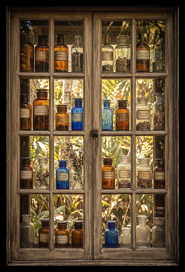 Old Apothecary Jars Display