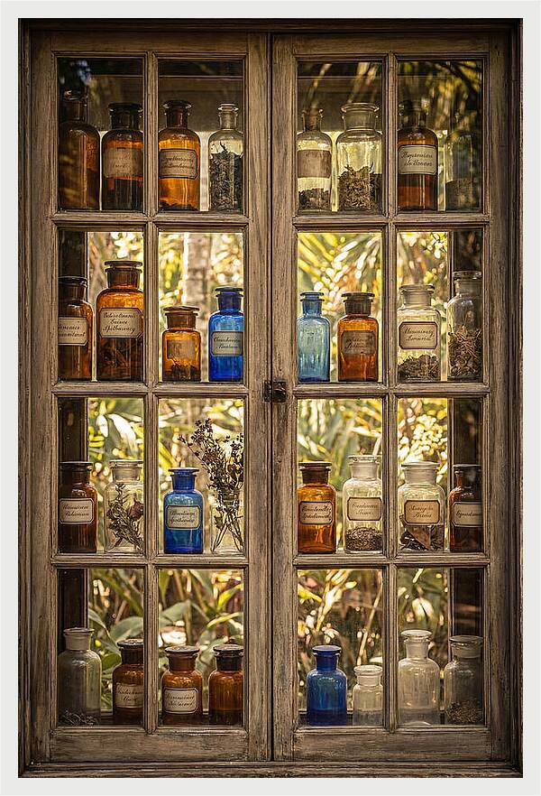 Old Apothecary Jars Display