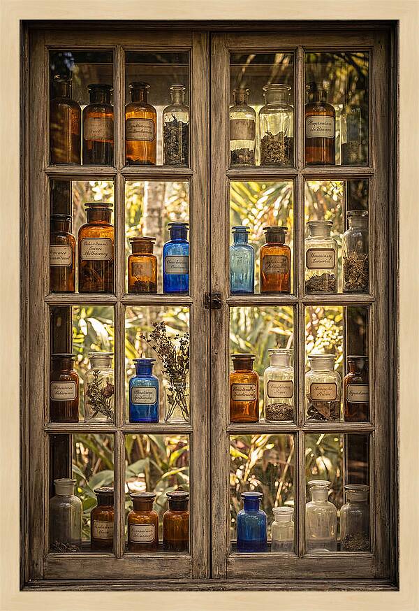 Old Apothecary Jars Display