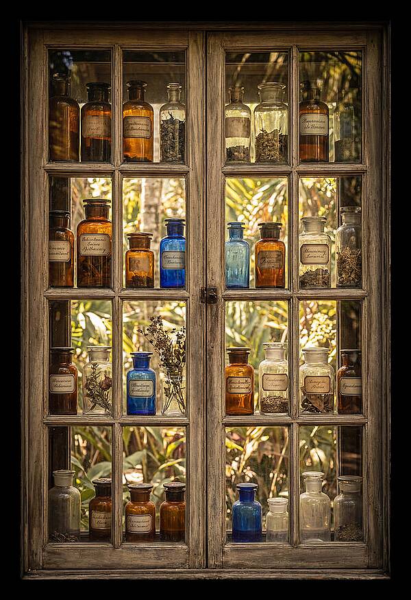 Old Apothecary Jars Display