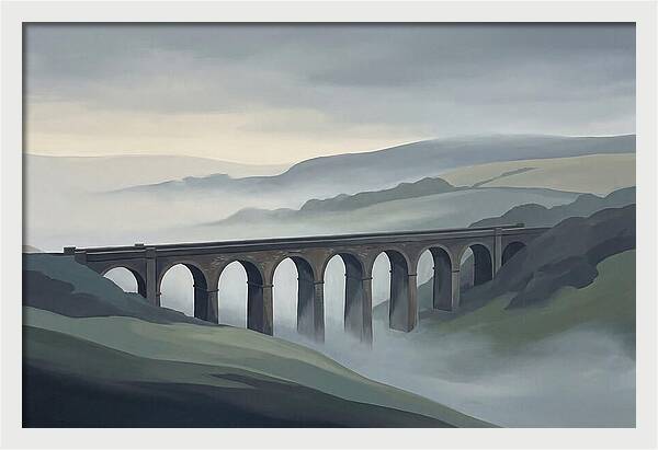 Old Brick Viaduct In Mist