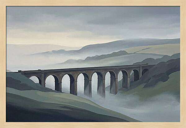 Old Brick Viaduct In Mist