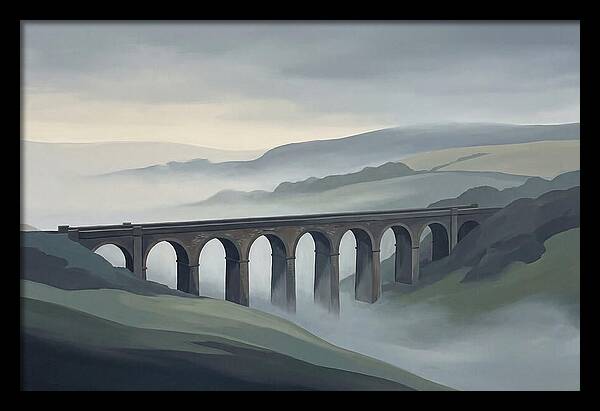 Old Brick Viaduct In Mist