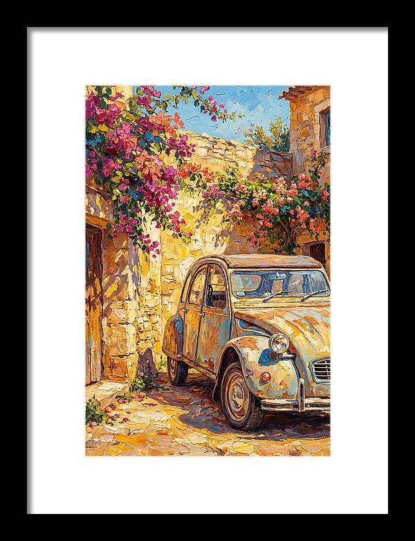 Old Car Amidst Bougainvillea