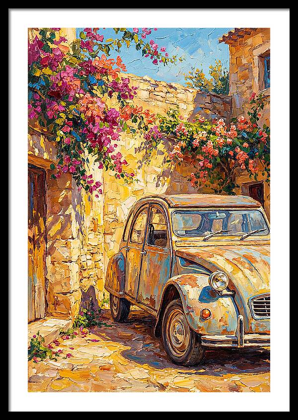 Old Car Amidst Bougainvillea