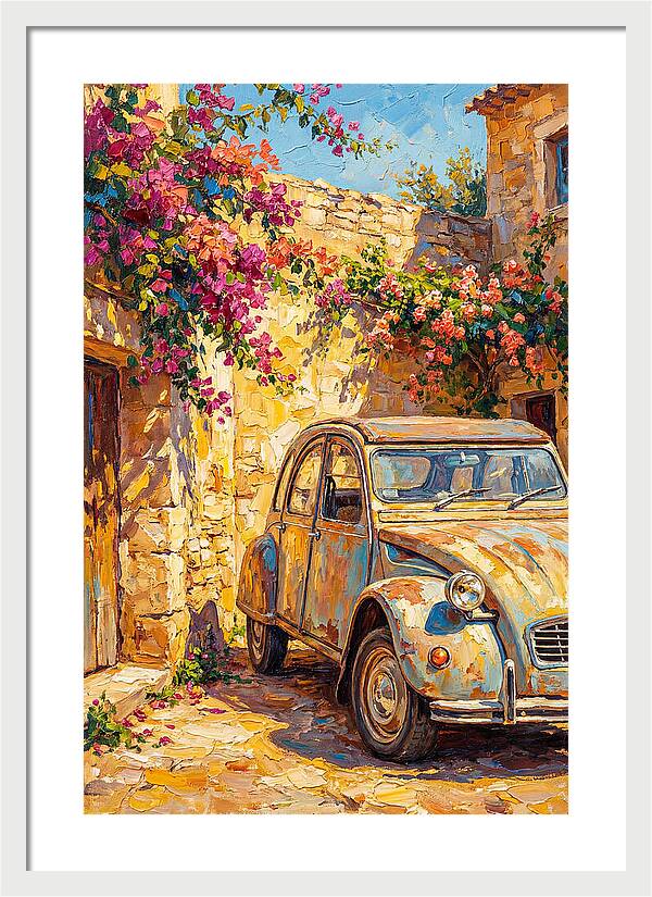 Old Car Amidst Bougainvillea