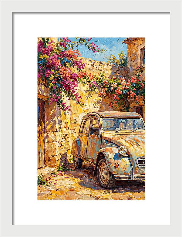 Old Car Amidst Bougainvillea