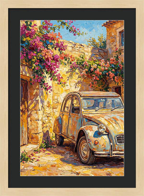 Old Car Amidst Bougainvillea