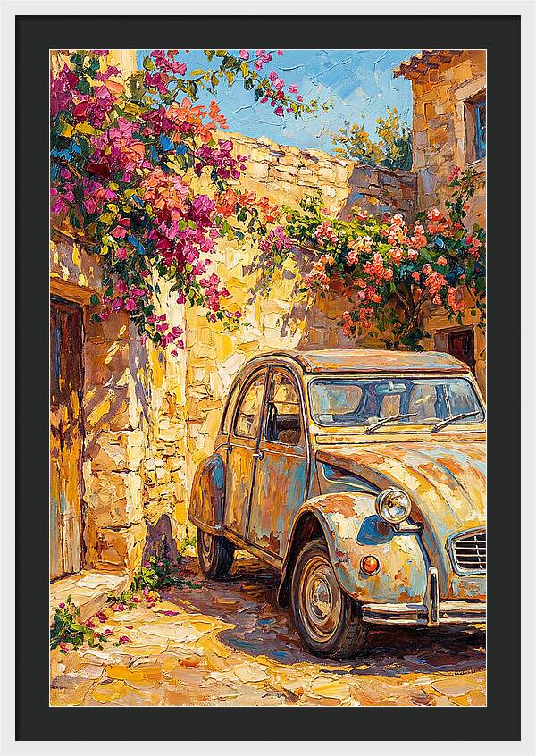 Old Car Amidst Bougainvillea