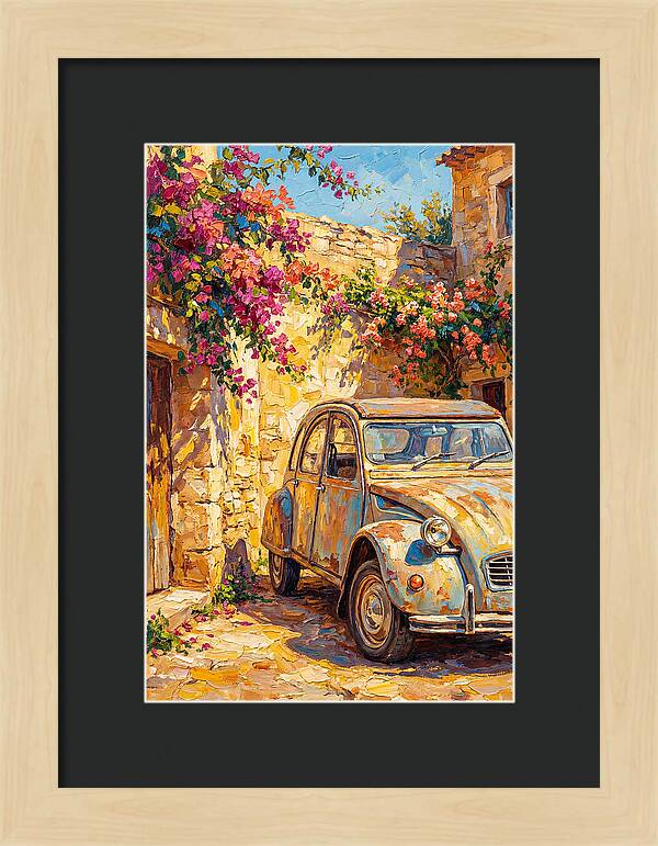 Old Car Amidst Bougainvillea