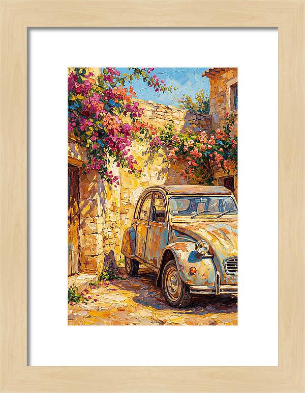 Old Car Amidst Bougainvillea