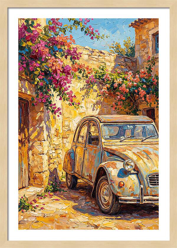 Old Car Amidst Bougainvillea