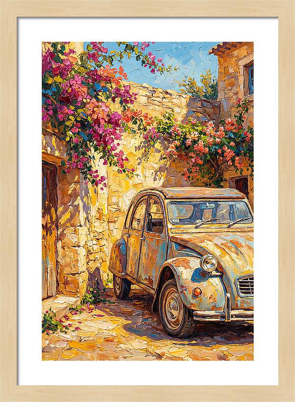 Old Car Amidst Bougainvillea