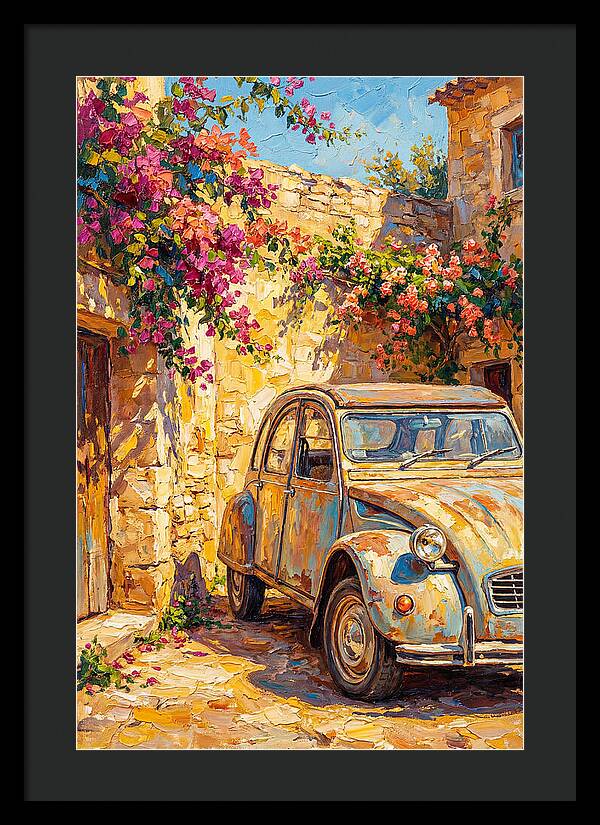 Old Car Amidst Bougainvillea