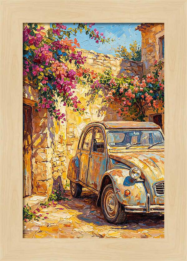 Old Car Amidst Bougainvillea
