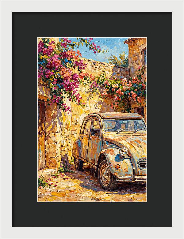 Old Car Amidst Bougainvillea