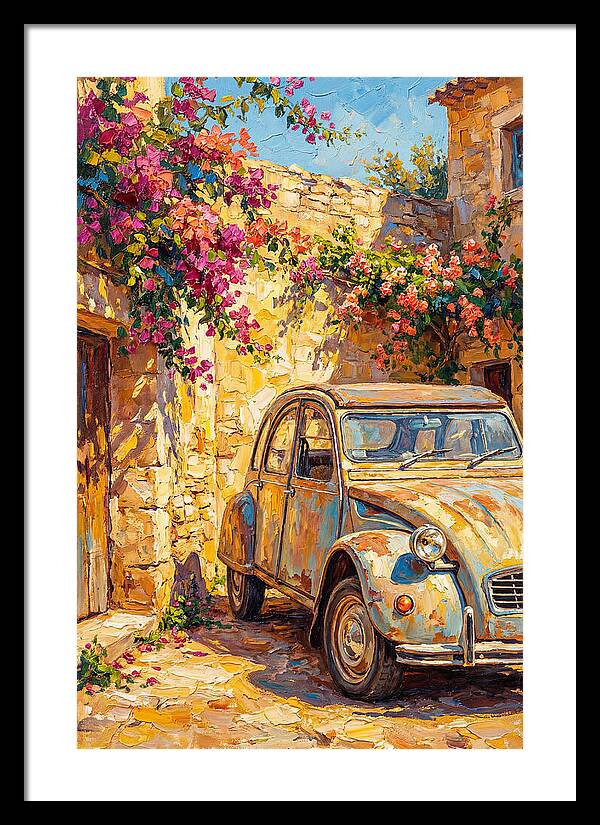 Old Car Amidst Bougainvillea