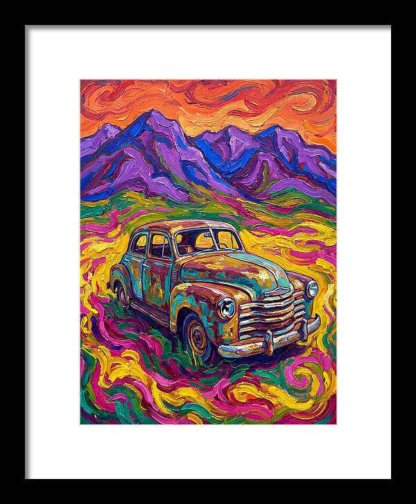 Old Car Amidst Vibrant Landscape