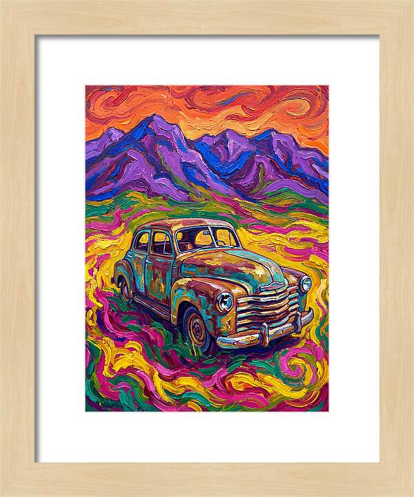 Old Car Amidst Vibrant Landscape