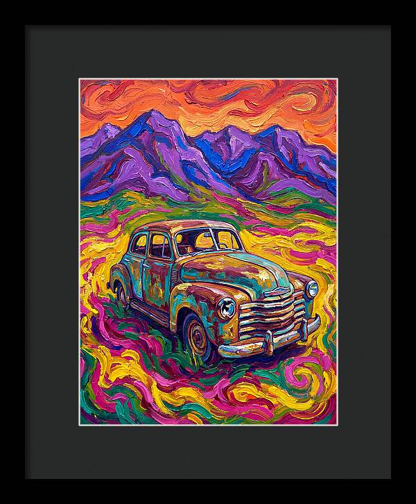 Old Car Amidst Vibrant Landscape