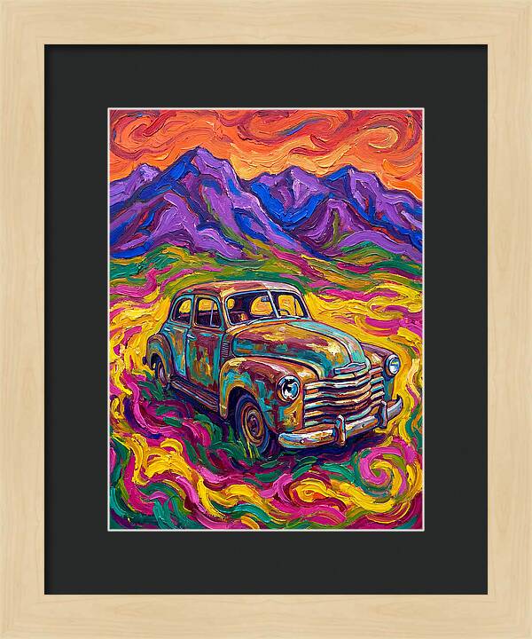Old Car Amidst Vibrant Landscape