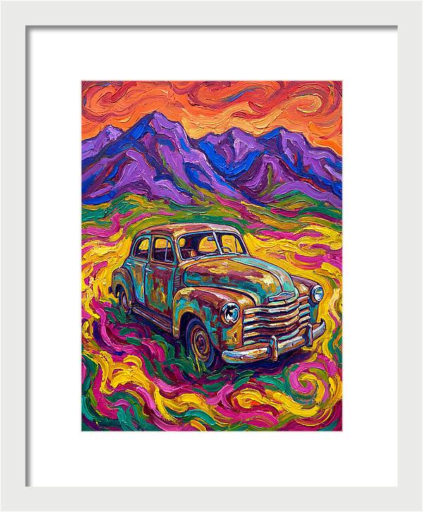 Old Car Amidst Vibrant Landscape