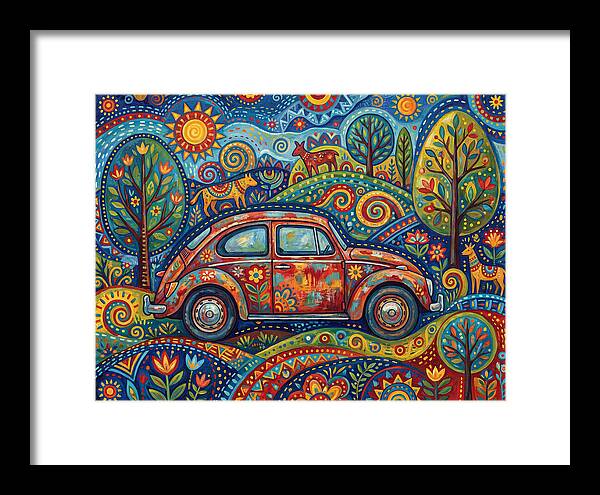 Old Car In A Vibrant Landscape