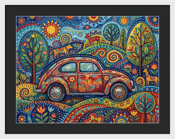 Old Car In A Vibrant Landscape