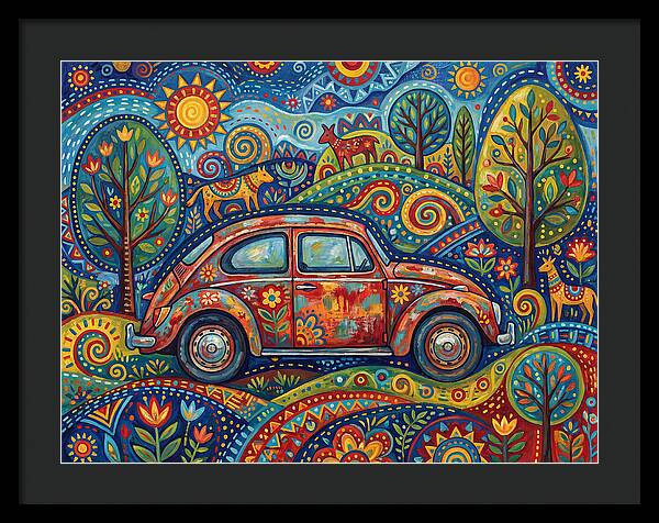 Old Car In A Vibrant Landscape