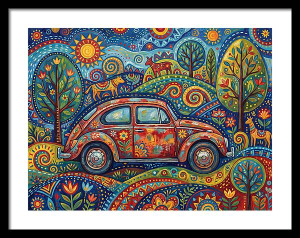 Old Car In A Vibrant Landscape