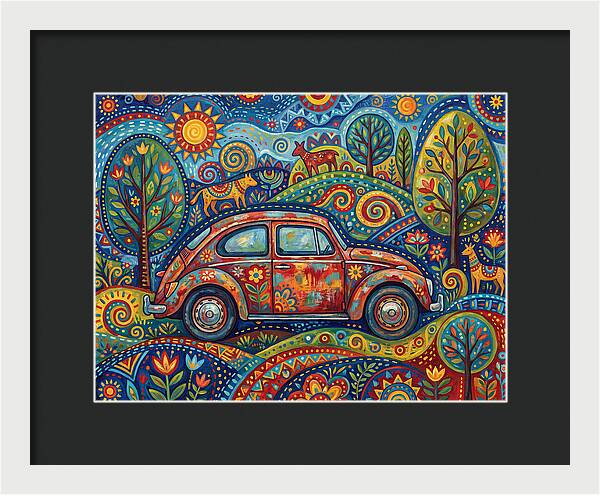 Old Car In A Vibrant Landscape