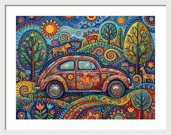 Old Car In A Vibrant Landscape