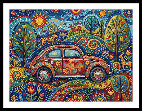 Old Car In A Vibrant Landscape