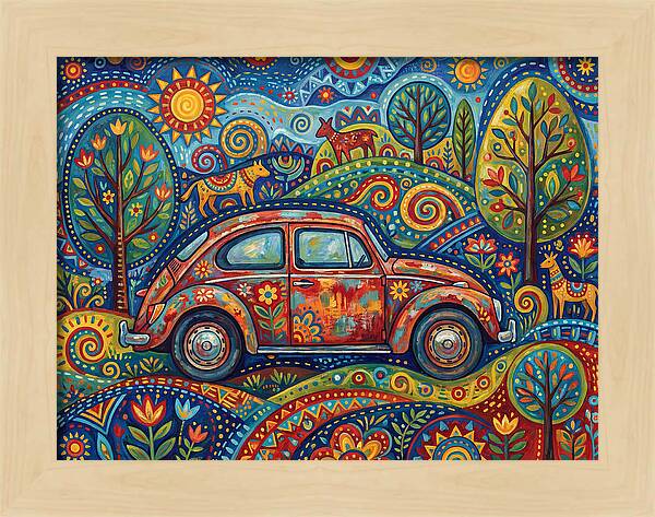 Old Car In A Vibrant Landscape